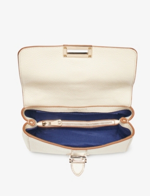 Shop Aspinal Of London Women's Ivory Lottie Grained-leather Shoulder Bag