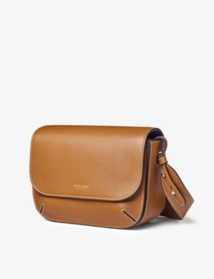 ASPINAL OF LONDON WOMENS TAN ELLA LOGO-PRINT GRAINED-LEATHER CROSS-BODY BAG 56815901