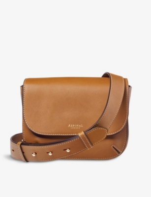 ASPINAL OF LONDON: Ella logo-print grained-leather cross-body bag