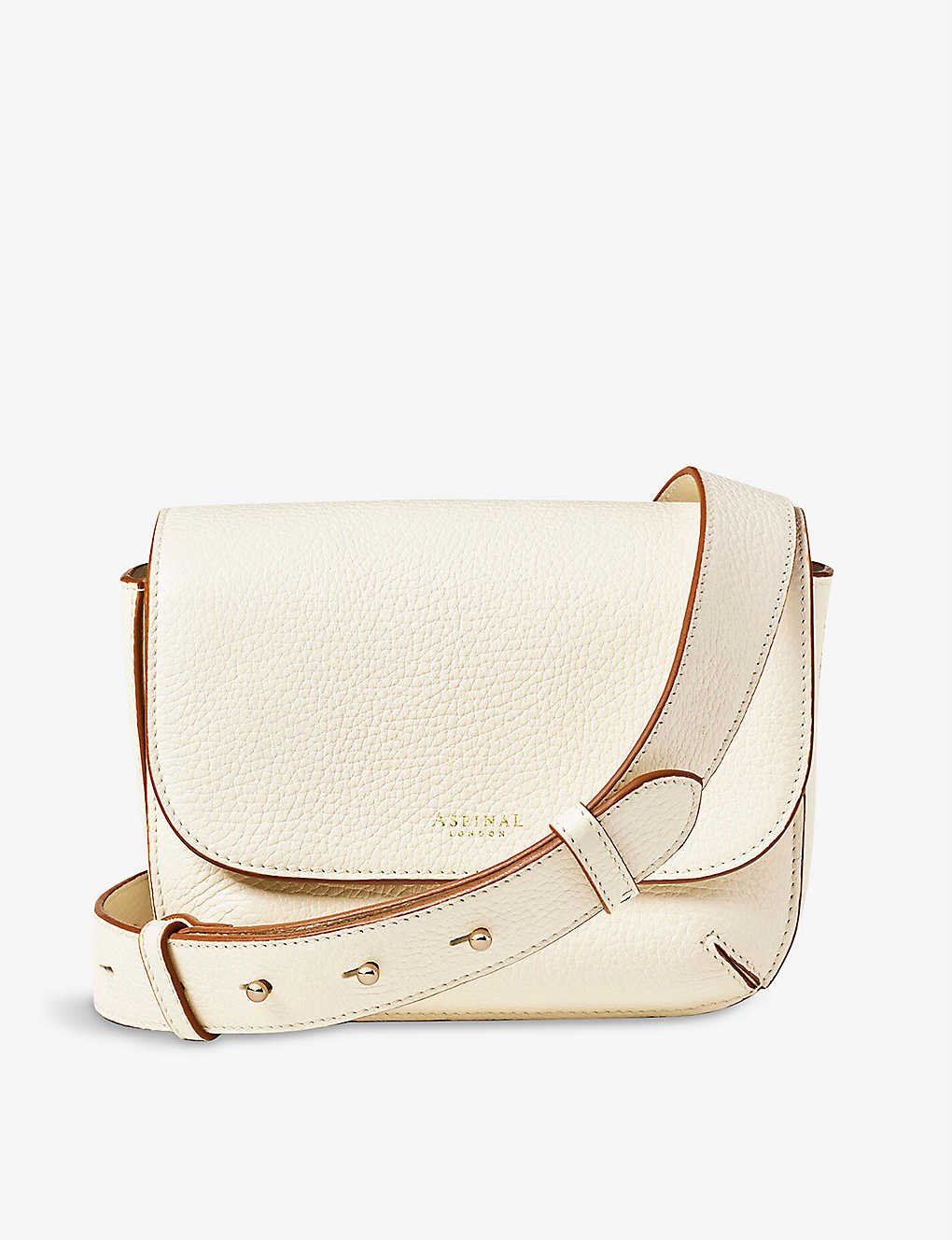 Aspinal Of London Womens Ivory Ella Logo-print Grained-leather Cross-body Bag
