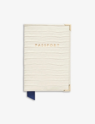 ASPINAL OF LONDON: Brand-debossed leather passport cover