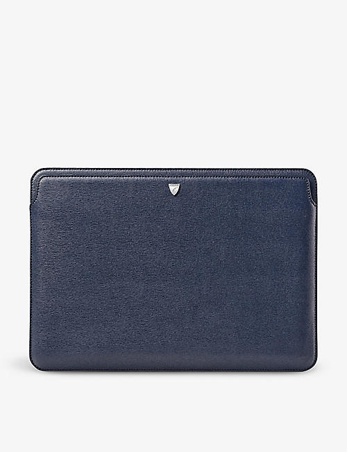 ASPINAL OF LONDON: "Slip brand-embossed leather 13"" laptop case"