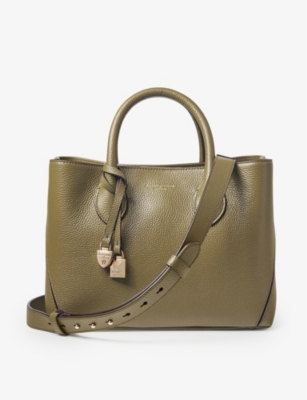 Aspinal Of London Midi Leather London Tote Bag In Olive