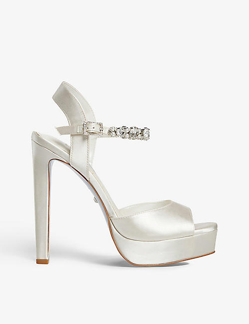 DUNE: Miracle crystal-embellished satin platform heels