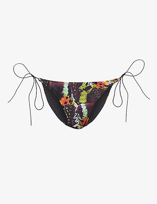 JADED LONDON: Fly Away butterfly-print high-rise bikini bottoms
