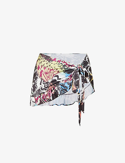 JADED LONDON: Butterfly graphic-print stretch-jersey sarong