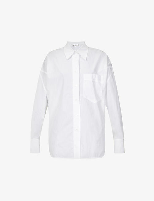 LOW CLASSIC: Dropped-shoulder patch-pocket cotton-poplin shirt
