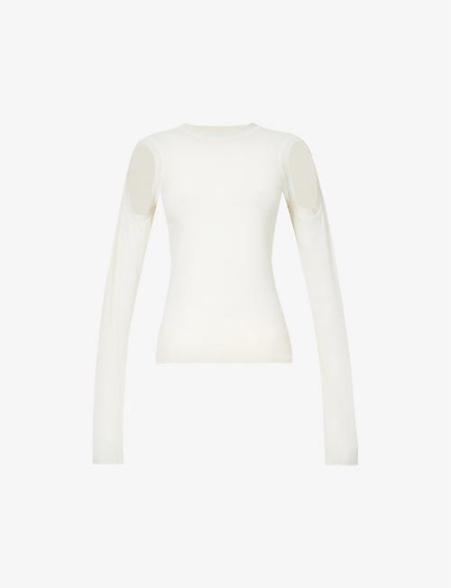 LOW CLASSIC: Cut-out round-neck knitted top
