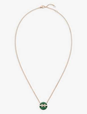 CHAUMET: Jeux de Liens Harmony small 18ct rose-gold, 0.06ct brilliant-cut diamond and malachite pendant necklace