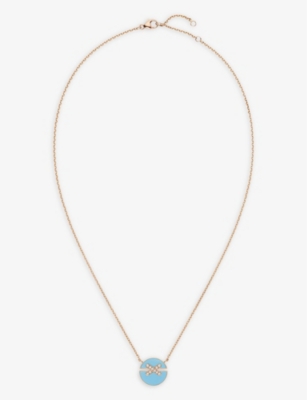 CHAUMET: Jeux de Liens Harmony small 18ct rose-gold, 0.06ct brilliant-cut diamond and turquoise pendant necklace