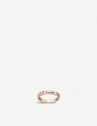 CARTIER: C de Cartier 18ct rose-gold and 0.03ct round-cut diamond wedding ring