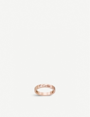 Cartier Womens Rose Gold C De 18ct Rose-gold And 0.03ct Round-cut Diamond Wedding Ring