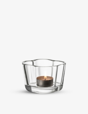 IITTALA: Alvar Aalto wave-shape glass tealight holder 6cm