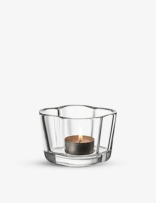 IITTALA: Alvar Aalto wave-shape glass tealight holder 6cm