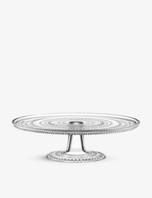 IITTALA: Kastehelmi round glass cake stand 31.5cm