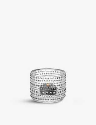 IITTALA: Kastehelmi textured glass tealight holder 6.4cm