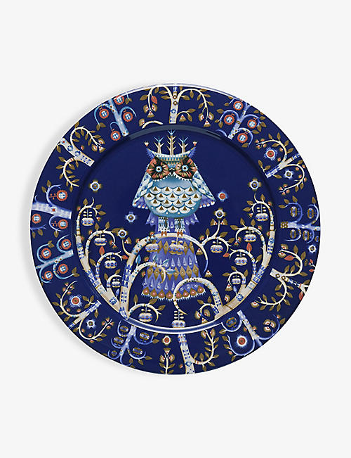 IITTALA: Taika owl-print porcelain plate 27m