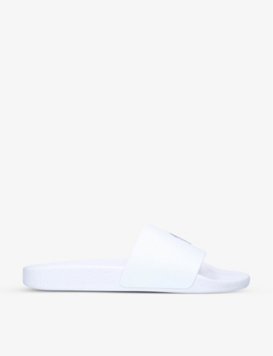 Polo Ralph Lauren Logo-print Rubber Pool Sliders In White/navy