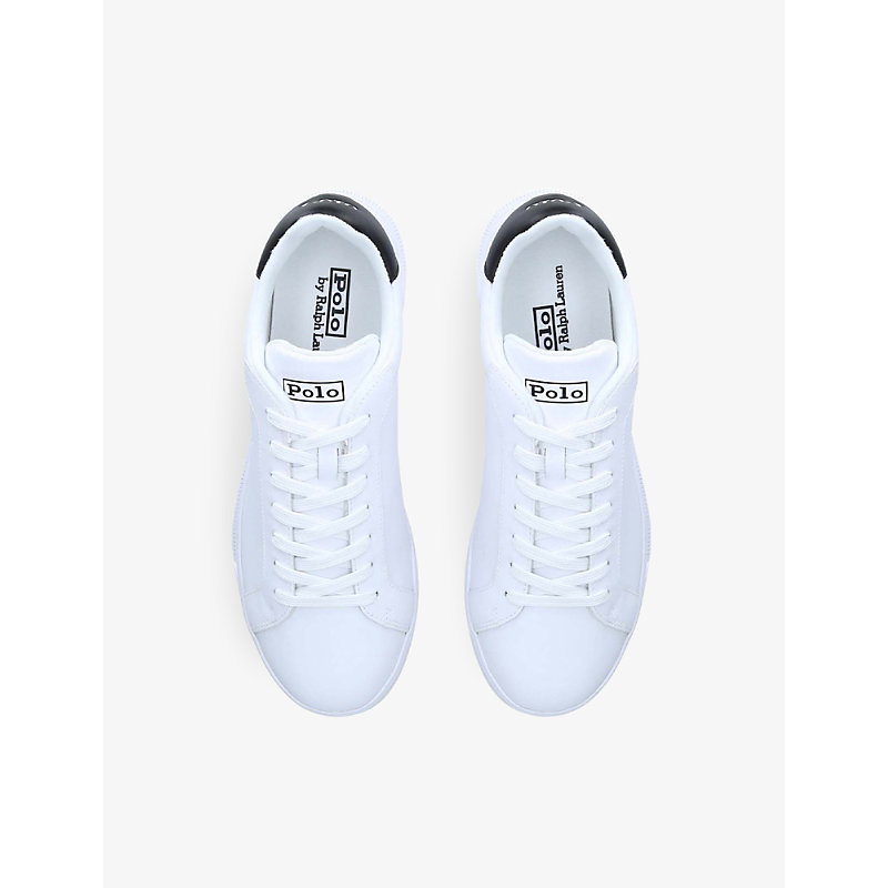 Shop Polo Ralph Lauren Women's White/blk Heritage Court Ii Branded Leather Low-top Trainers