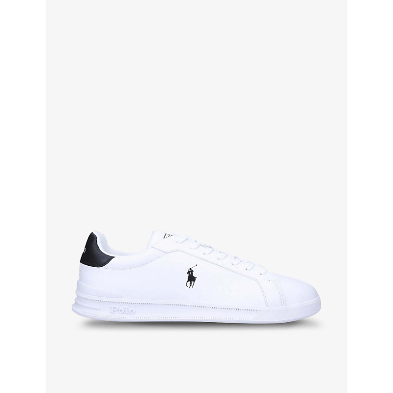 Shop Polo Ralph Lauren Women's White/blk Heritage Court Ii Branded Leather Low-top Trainers
