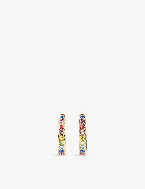 KATE SPADE NEW YORK: Pavé-set small plated-metal and cubic zirconia huggie earrings