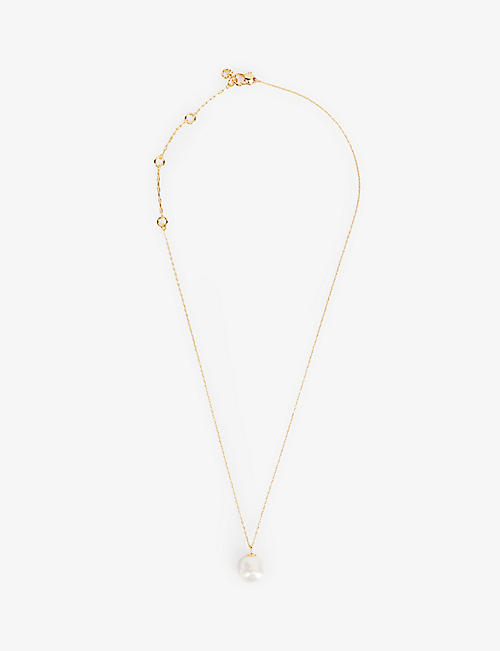 KATE SPADE NEW YORK: Pearl Play metal, cubic zirconia and pearl pendant necklace