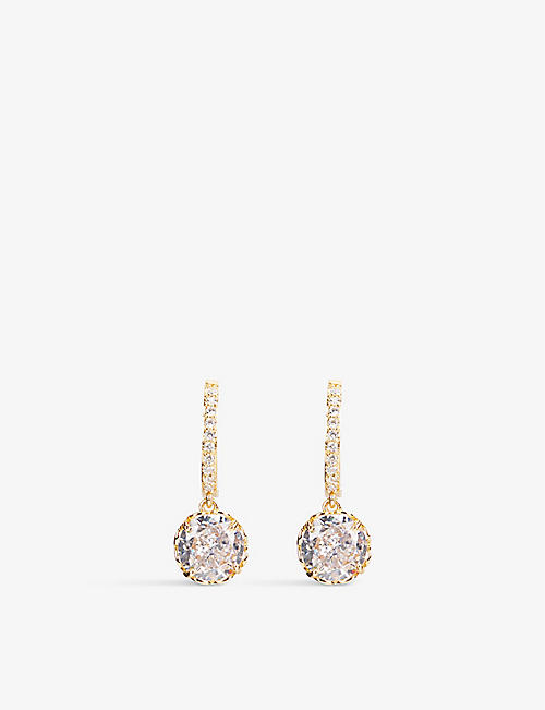 KATE SPADE NEW YORK: That Sparkle gold-plated brass and cubic zirconia pavé huggie earrings