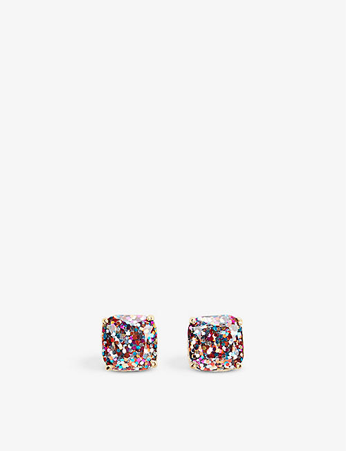 KATE SPADE NEW YORK: Glitter-filled metal stud earrings