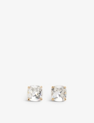 KATE SPADE NEW YORK: Rounded square-glass metal stud earrings