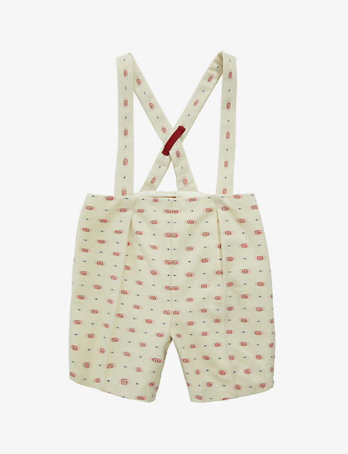 GUCCI: Monogram-print wool and cotton-blend dungaree 36 months