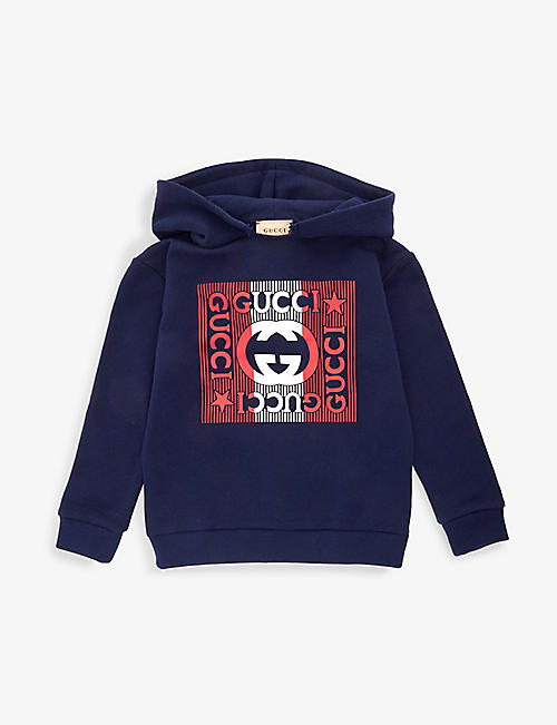 GUCCI: Embossed-branded cotton-jersey hoody 6-36 months