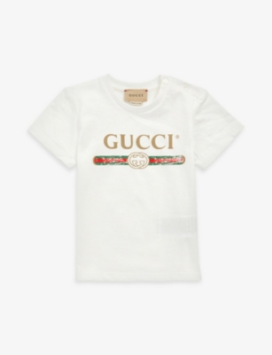 GUCCI: Vintage logo cotton T-shirt 3-36 months