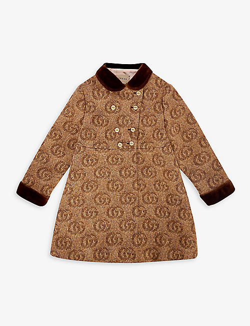 GUCCI: Look monogram-embroidered wool-blend coat 9-36 months