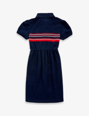 GUCCI Stripe logo-embroidered cotton-pique polo dress 4-12 years