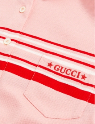 GUCCI Stripe logo-embroidered cotton-pique polo dress 4-12 yeara