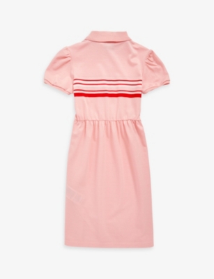 GUCCI Stripe logo-embroidered cotton-pique polo dress 4-12 yeara