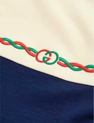 GUCCI Colour-block logo-embroidered stretch-woven dress 6-12 years