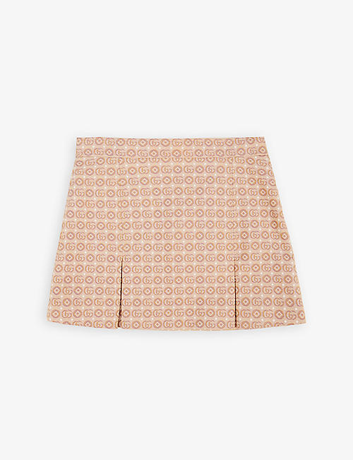 GUCCI: Monogram pleated cotton-blend skirt 4-12 years