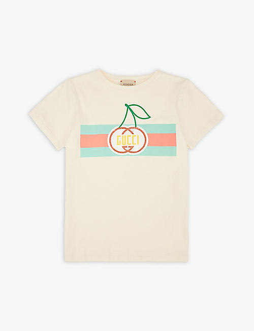 GUCCI: Cherry graphic-print cotton-jersey T-shirt 4-12 years