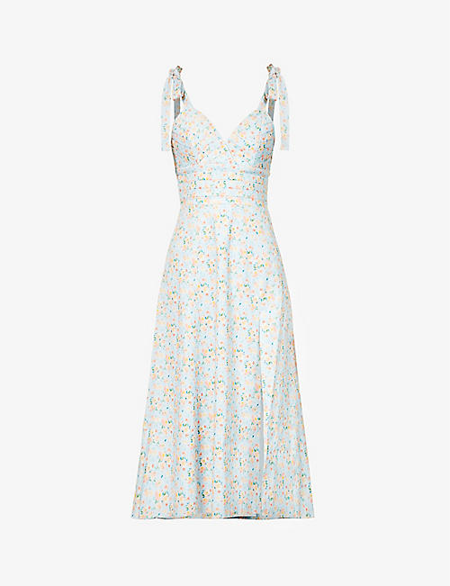 LAVISH ALICE: Floral-print regular-fit cotton-blend midi dress