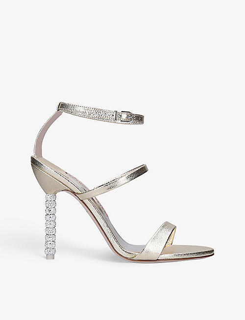 SOPHIA WEBSTER: Rosalind crystal-embellished metallic-leather heeled sandals