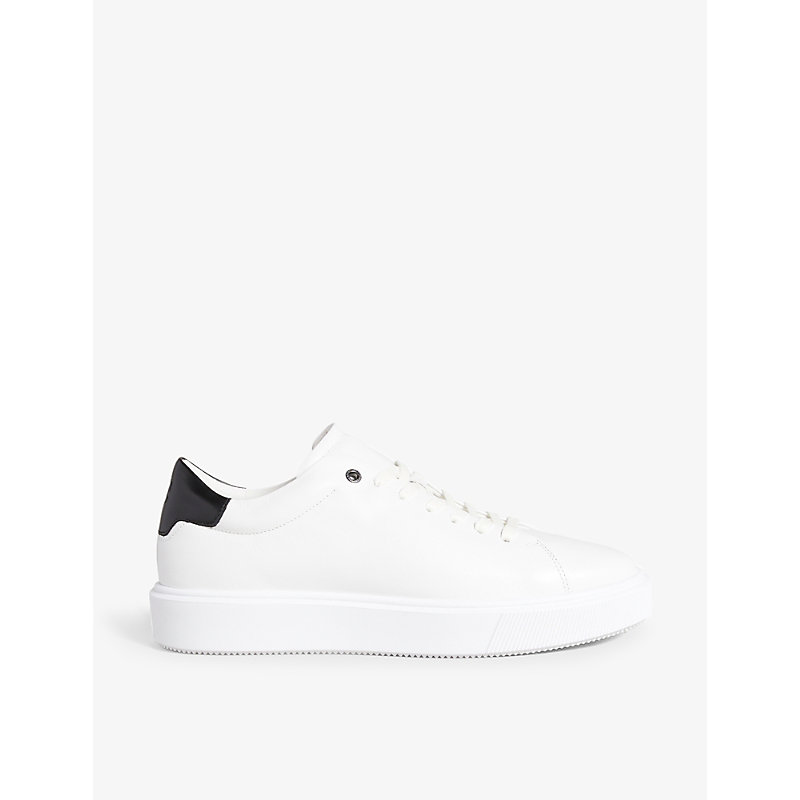Shop Ted Baker Mens White Breyon Chunky-sole Leather Trainers