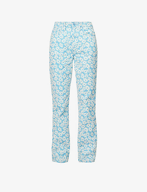 RE/DONE: 70s floral-print straight-leg high-rise jeans