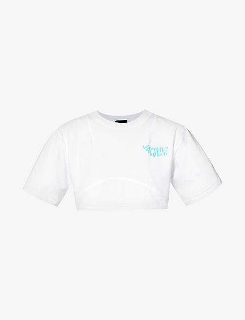 JACQUEMUS: Logo-print cropped cotton-jersey T-shirt