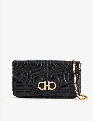 SALVATORE FERRAGAMO: Gancini quilted leather wallet on chain