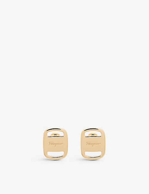 SALVATORE FERRAGAMO: Vara logo gold-toned stud earrings