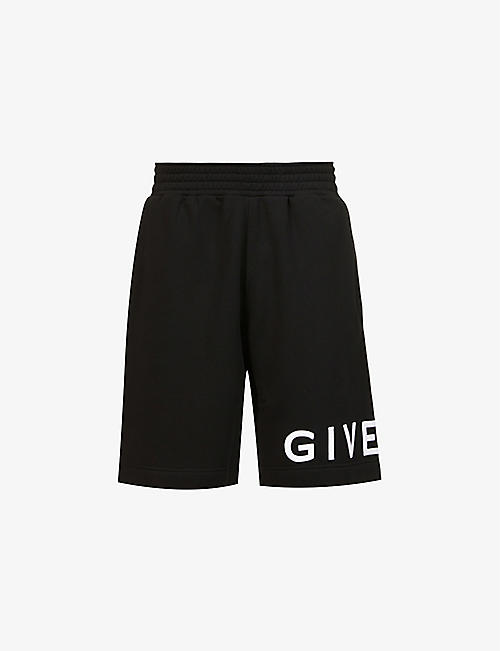 GIVENCHY: Logo-embroidered drawstring-waistband cotton-jersey shorts