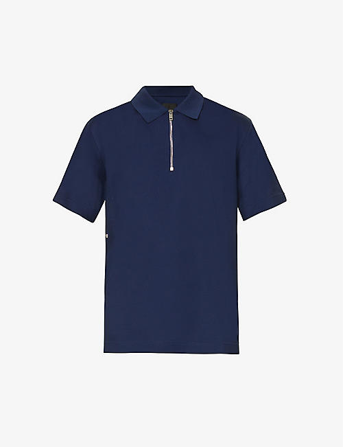 GIVENCHY: Zipped eyelet-detail cotton-piqué polo shirt