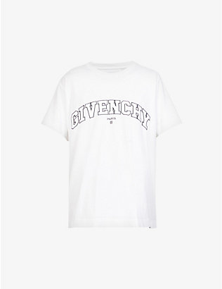 GIVENCHY: College brand-print cotton-jersey T-shirt