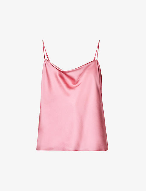 VINCE: Relaxed-fit cowl-neck silk top